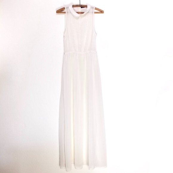 Love Culture Dresses & Skirts - Peter Pan Collar Sheer White Lace Maxi Dress Small